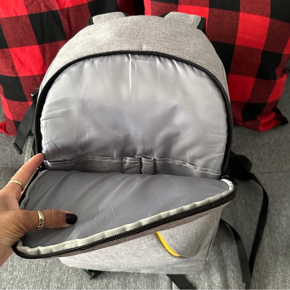 Light Gray Camera Backpack with Padded Interior main image 9
